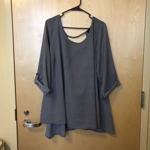 Torrid pinstriped blouse with open back